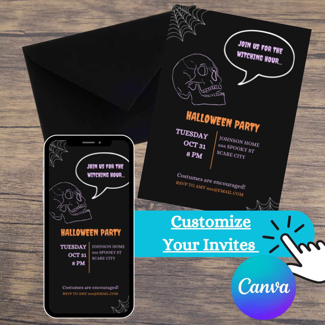 Editable Halloween Invitations Halloween Party Spooky Etsy