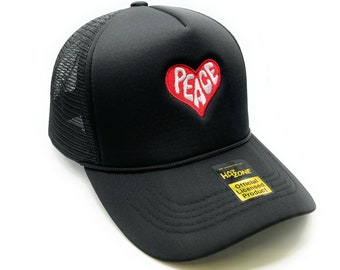 Peace and Love Mesh Trucker Snapback (Black)