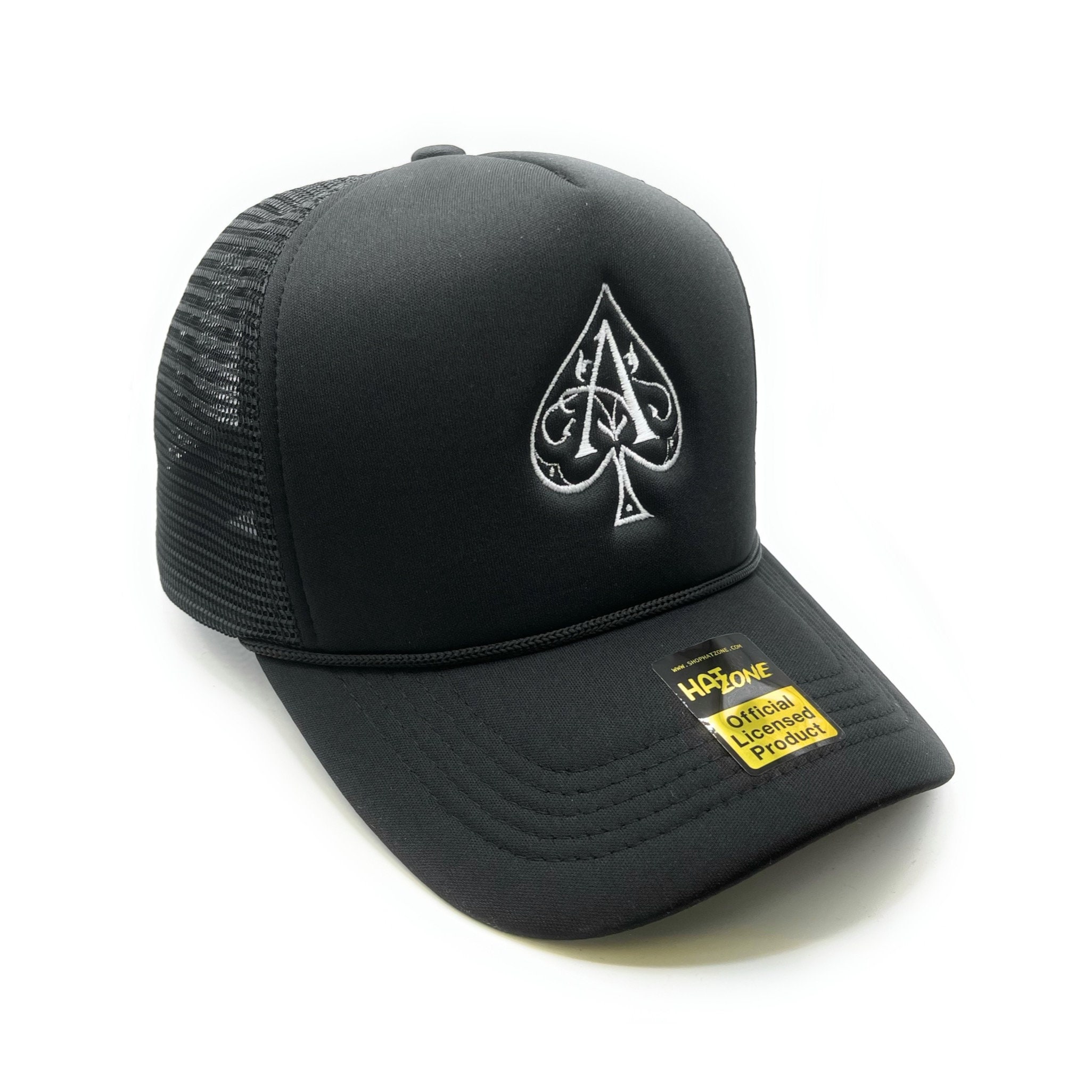 Black Trucker Cap with King of Spades Needlepoint Patch The Trucker Hat Patches Black Spade Embroidery Patch Iron On  main image 2