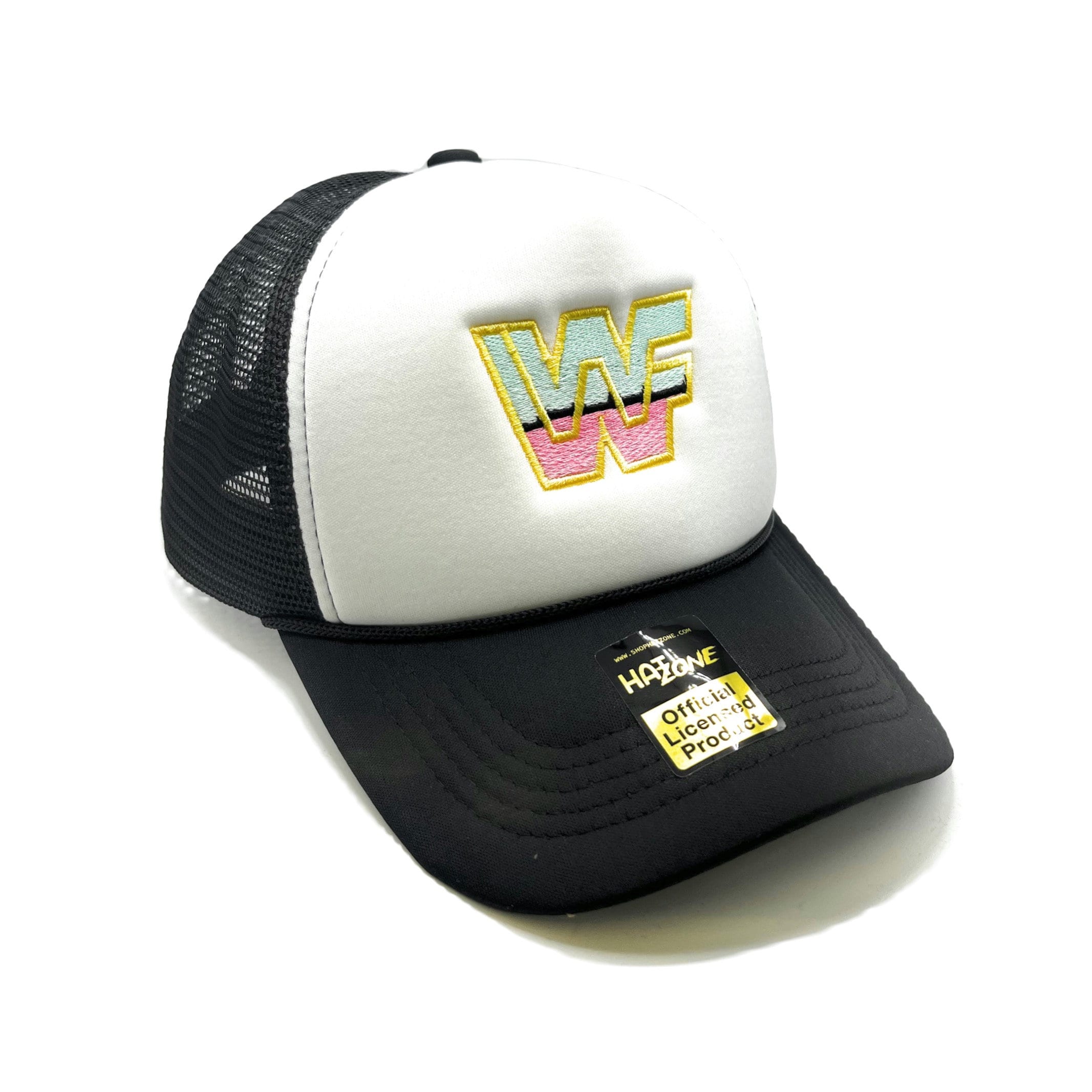 80s Wrestling Retro Mesh Trucker Hat Snapback (white/black)