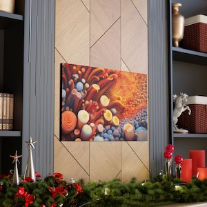 Coral Wall Art - Aquatic Nature Canvas, Underwater Mushroom Home Decor