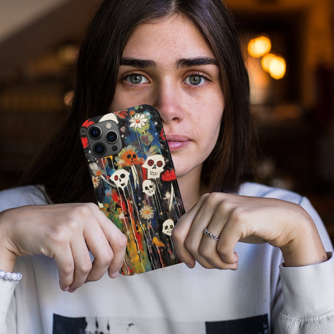 Gothic Phone Case Dia De Los Muertos Skull Case for Iphone, Goth Emo