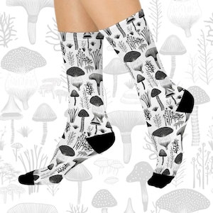 Mushroom Socks - Gift for Her&Him Mushroom Socks Nature Socks Cotton Art Socks , Stylish Unisex Socks Custom Socks Gift for Mushroom Lovers