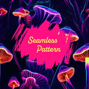 Aquatic Plants Neon Lights Pattern - Seamless Texture for Fabric, Trippy Rug Art, Oceanic Wallpaper, Printable Digital Paper and Sublimation