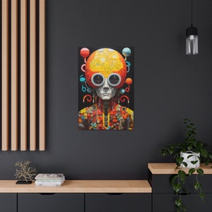 Abstract Mushroom Lady Canvas - Trippy Alien Wall Art, Extraterrestrial Aesthetic Home Decor, Dark Cottagecore Canvas Art, Unique Design