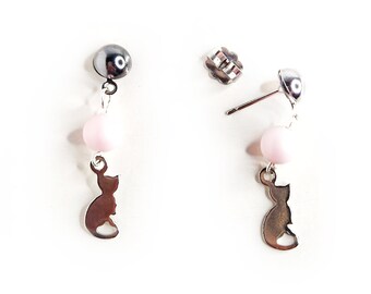 Pink Cat Stud Earrings Cat Mom Jewelry Gifts for Pet Parent Cat Themed Jewelry Cute Cat Earrings