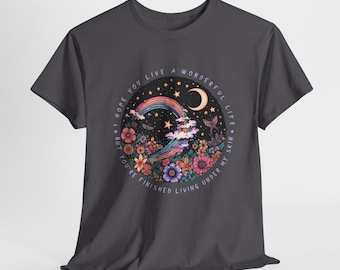 Watsky Inspired Heavy Cotton Tee - Rainbow, Floral Design
