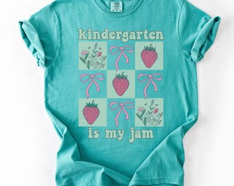 Kindergarten Teacher Shirt, Teaching Is My Jam Tee, Comfort Colors Retro Teacher Gift, Back To School Teacher Tee