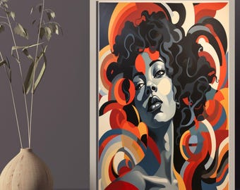Black woman printable wall art, Digital Download, Black art print, Black woman art print