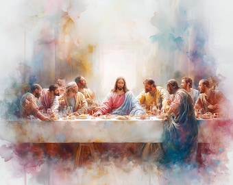 Last Supper Christian Art Prints – Biblical Home Decor (Digital Download, 600 DPI PNG Set of 5)