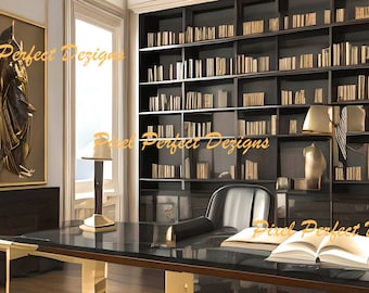 Modern, Luxury Black and Gold Office Zoom/MS Teams/Skype/Google Meet Virtual Background