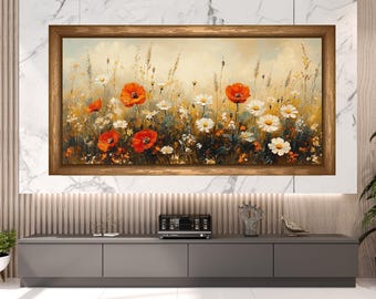 Spring Wildflowers, Samsung Frame TV Art, Vintage Oil Painting, Digital Download, Spring Wildflowers Digital File, Cozy Home and Style