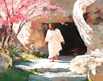 Resurrection of Christ – Printable PNG | Christian Wall Art, He Is Risen Décor, Easter Digital Download