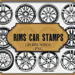 Rims Car Stamps For Procreate|+PNG Files|Wheel Rim Brushes Procreate|Vehicle Wheel Stamp Set|Custom Rim Illustration|Wheel Design Graphics