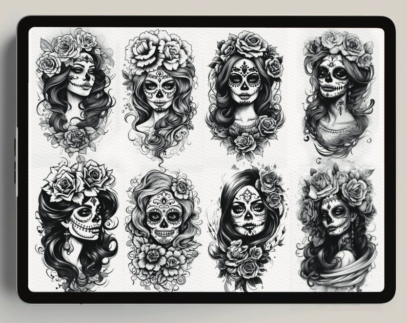 229 Chicano Tattoo Stamps | Procreate Brushes, La Catrina (digital ...