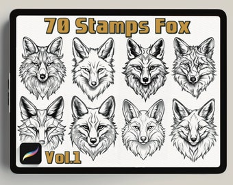 Procreate Stamps with Foxes 70| Fox Procreate Stamp Brushes| Wildlife Animal Procreate Stamps| Forest Life Set| Animal Procreate|
