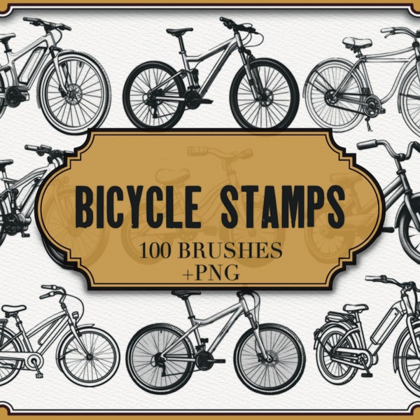 Bicycle Stamps For Procreate| +PNG Files| Bicycle Design Brushes| Small Children's Bicycles