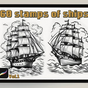 Shipshape Creations: 60 марок для Procreate | Создание кистей| Sea tattoos| Ship stamps | Pirate stamps| Marine theme|Limited edition