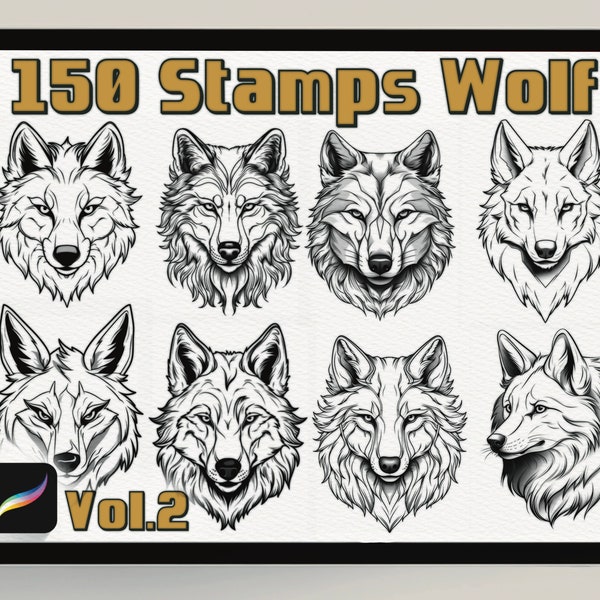 Wolfsrudel: Sammlung von 150 Procreate Stempeln mit Wölfen