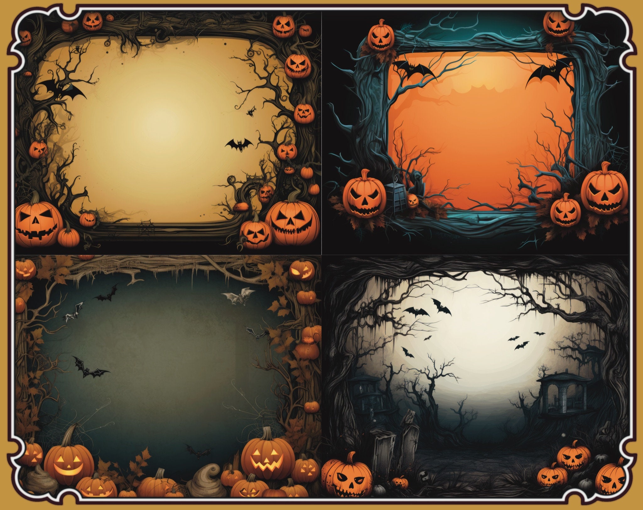 Spooky Frame 100 Spooky Halloween Frame Clipart • PNG PDF Files • Gothic Horror ...