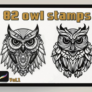 82 штампа сов для Procreate| Создание кистей| Owl Tattoo| Owl Designs for Procreate| Bird stamp| Owl stamps digitals