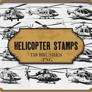 Helicopter Stamps For Procreate|+PNG Files|Digital Helicopter Illustrations Brushes| Chopper Design Procreate| Military Helicopter Drawing|