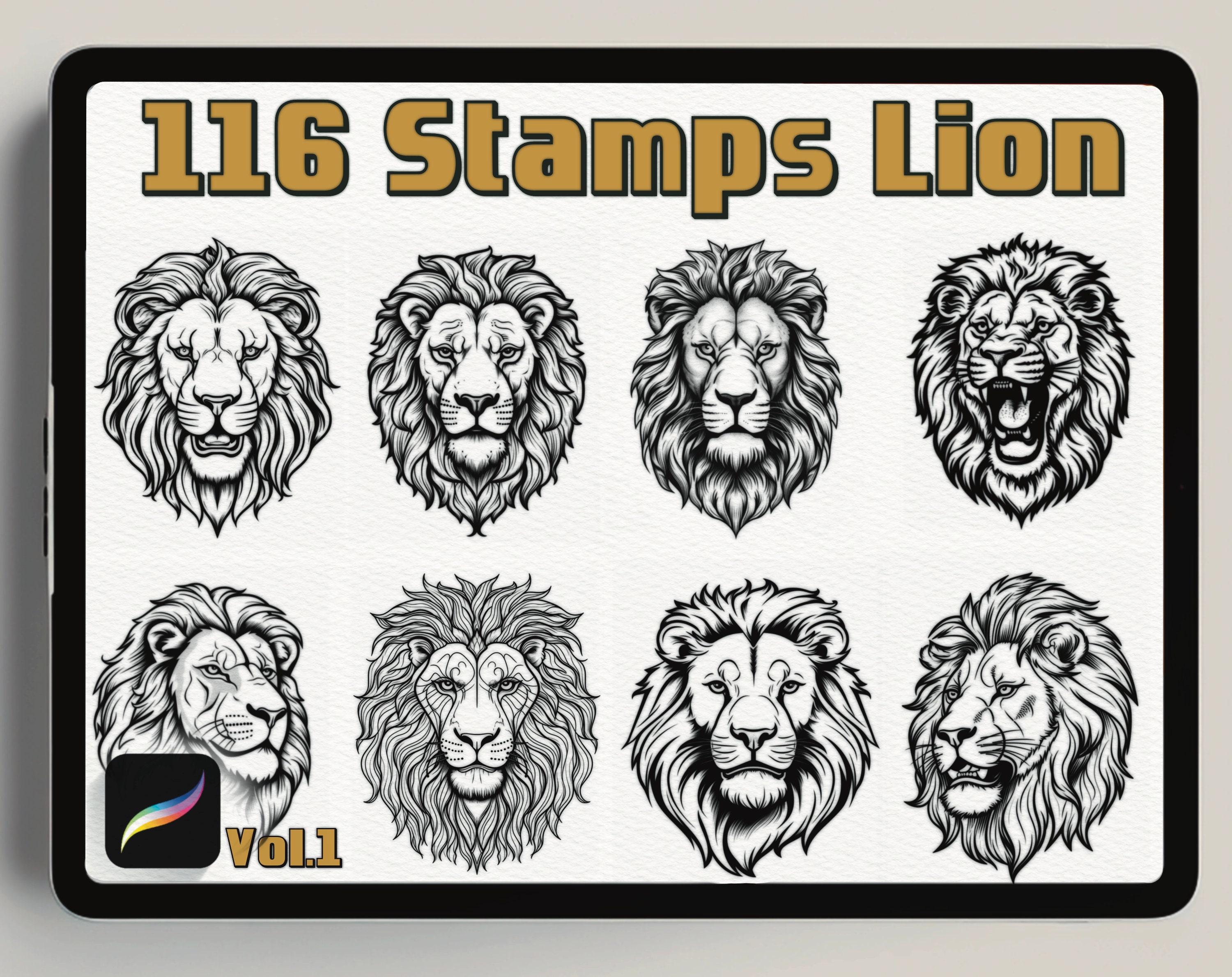 Lion's Pride Collection of 116 Procreate Stamps With Lions Etsy