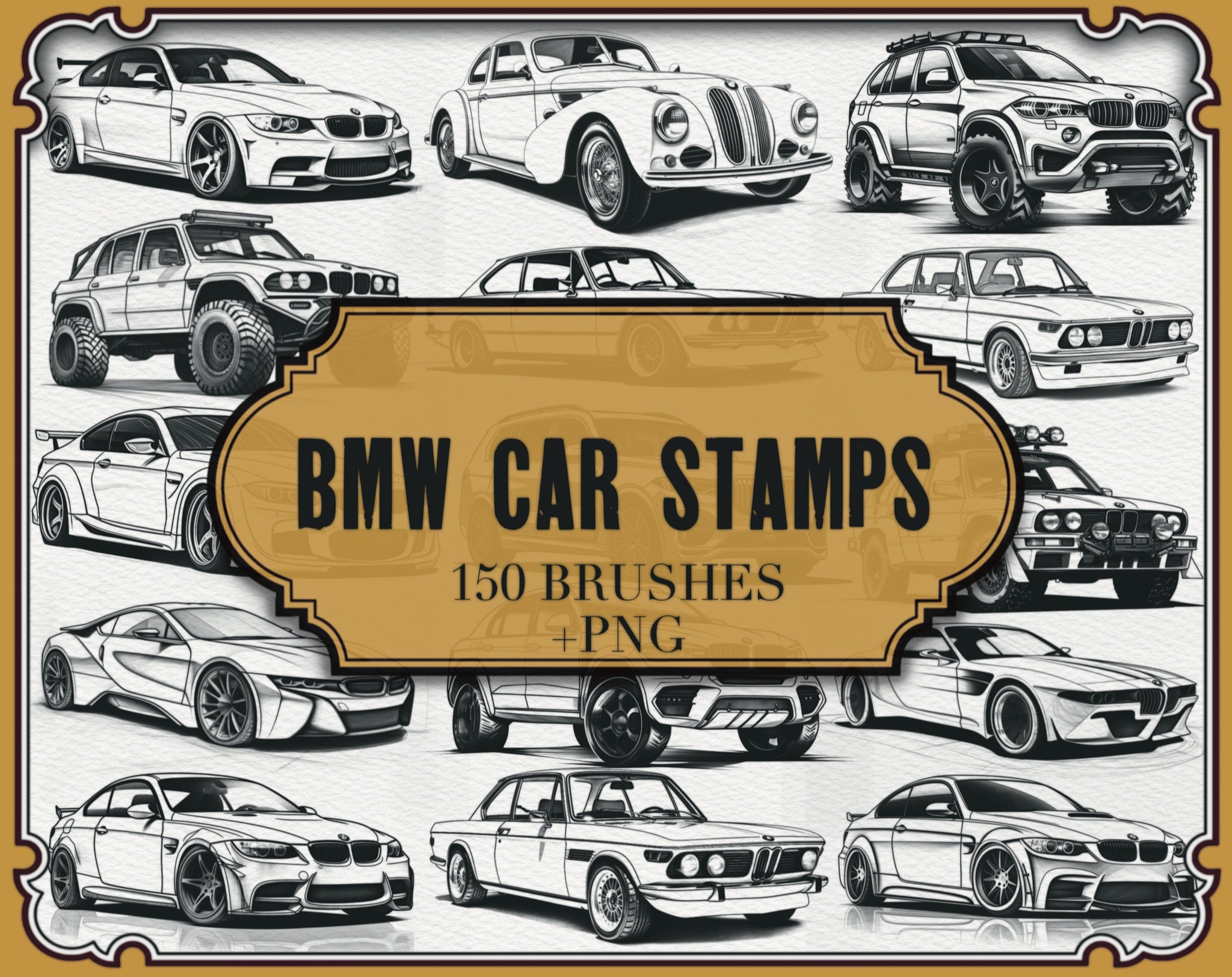 BMW Procreate Stamps|+PNG Files|BMW Brushes|bmw Digital Stamps for Procreat|bmw Car Illustrations|Digital bmw Car Graphics Procreate|Logo
