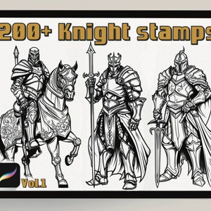 Коллекция из более чем 200 марок для Procreate | Knights Brushes Procreate| Procreate Brushes for Tattoo Reference| Digital art| Warrior’s