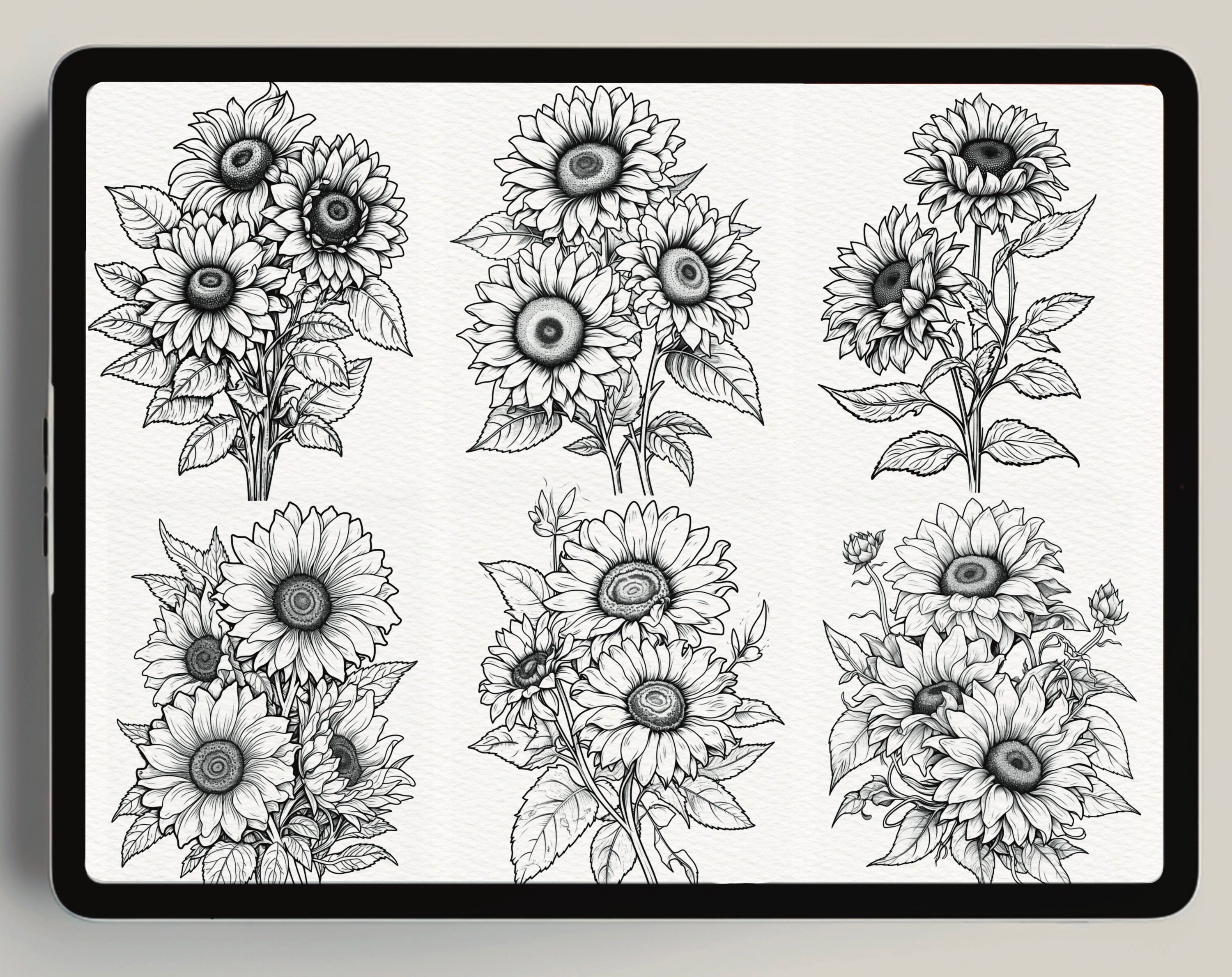 160 Sunflower Procreate Stamps: Floral Botanical Brush Set (digital ...