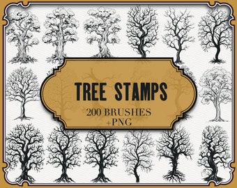 Tree Stamps For Procreate| + PNG Files| Tree Brushes| Nature Brushes| Forest Stamp| Botanical Stamps| Realistic Tree Brushes For Procreate|