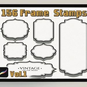 156 tampons cadre pour Procreate| Tampons de cadre pour Procreate| Pinceaux de contour pour Bullet Journal | Illustrations | Cadre linéaire|