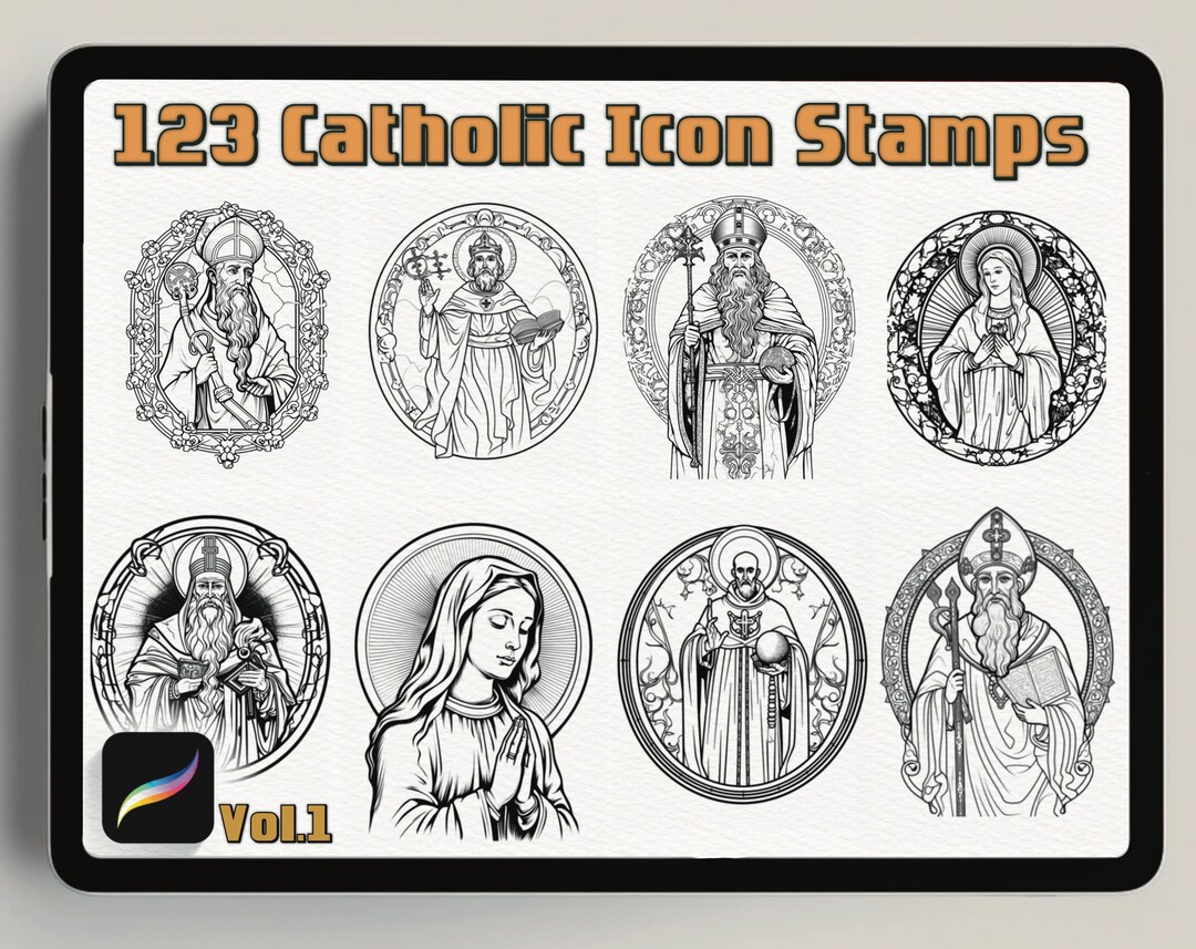 123 марки с католическими иконами | Создание кистей| Procreate ...