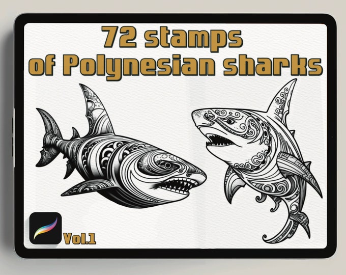 Polynesian Shark Stamps for Procreate | Tattoo Designs (digital ...