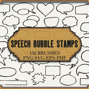 May include: A set of 156 speech bubble stamps in black and white. The stamps are in various shapes and sizes, including circles, squares, rectangles, hearts, and stars. The stamps are perfect for adding a fun and whimsical touch to your projects.