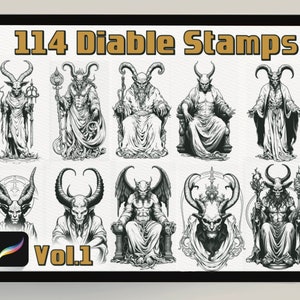 114 Diable Stamps Procreate Hölle| Gruseliger Dämon | Dämon