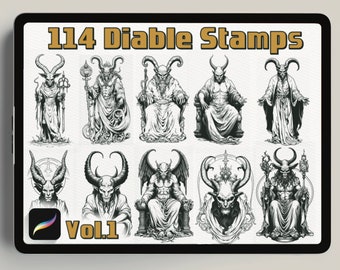 114 Diable Stamps Procreate| Hell| Scary demon| Demon
