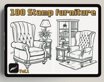 100 Furniture Procreate Stamps • brushset PNG PDF • Interior Design Brushes • Living Room Creator • Home Decor Lineart • Architecture Sketch