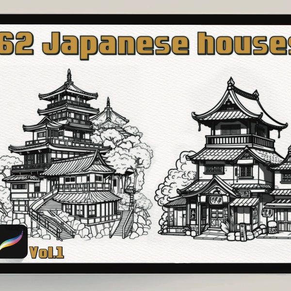 62 Procreate Sketch Japanese Houses Stamp brushesTraditional Japanese Architecture Building Sketches| Создание кистей| Japanese Building