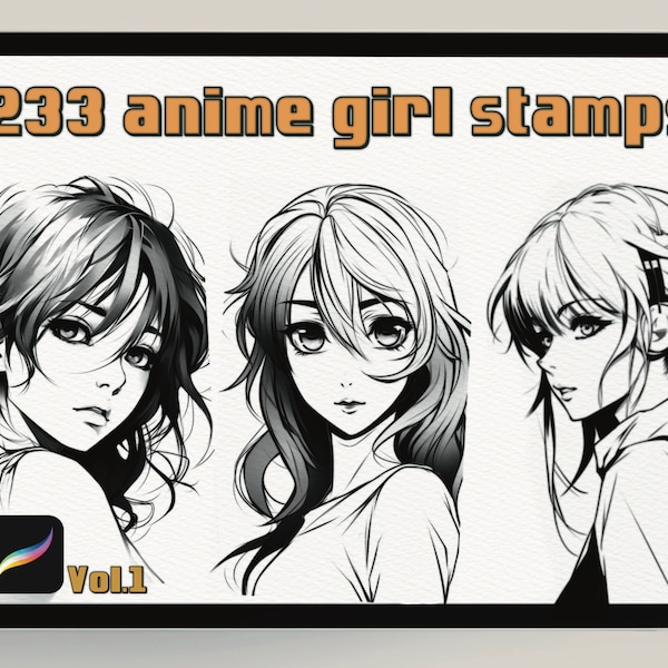 233 Stamps Anime Girl: Ausdrucksstarke Charaktere für Ihre künstlerischen Abenteuer | Procreate Pinsel | Kartenherstellungsstempel | Poster Anime| Mädchen Puppe
