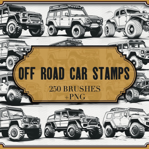 Of Road Car Stamps For Procreate|+PNG Files|Off-Road Vehicle Brushes Procreate|Off-Road Truck|Off-Road Car Illustration|4x4 Car|Jeep Digital