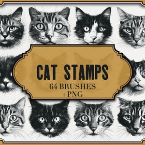 Cat Stamps For Procreate| +PNF Files|Procreate Cat Brushes| Pet Animal Procreate Stamps| Cute Cats Bundle| Realistic Cat Stamp For Procreate