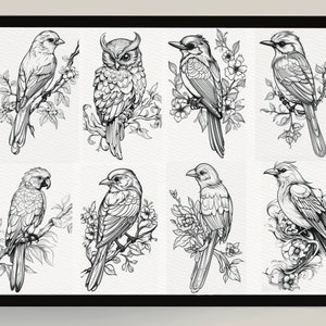 400 Procreate Bird Stamps Realistic Bird Brushes for Procreate Procreate Neo Traditional Birds Bird Black and Grey Tattoo Bird Line Art image 4