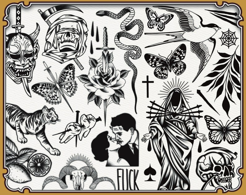 Old School Tattoo Stamps for Procreate | Classic Tattoo Art (PNG Files ...