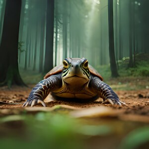 Get lost in the beauty of nature with this charming piece of art. #turtleart #forestscene #digitaldownload #printableart&quot;