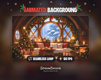 Cozy Christmas Treehouse Animated VTuber Background for Twitch Stream | Winter VTuber Room