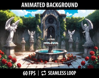 Gothic Rose Garden Animated Vtuber Background | Anime Twitch Stream Asset