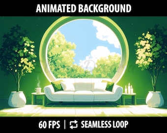 Animated Green Vtuber Background for Twitch | Anime Stream Wallpaper