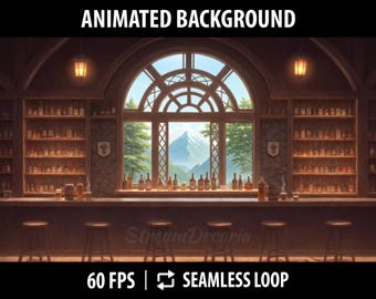 Rustic Vtuber Background with Old Tavern Bar During Summer | Cozy Stream Background for Twitch | Vtuber Asset | Anime Desktop Wallpaper