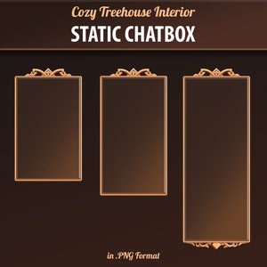 May include: Three static chat boxes with ornate gold frames on a brown background. The text "STATIC CHATBOX" is above the chat boxes. The text "in .PNG Format" is below the chat boxes.